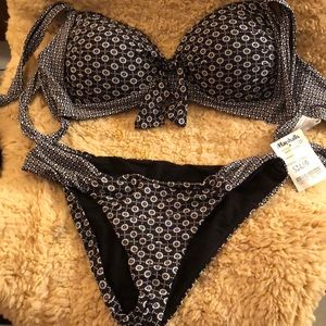 Bikini bathing suit black and white print. New!